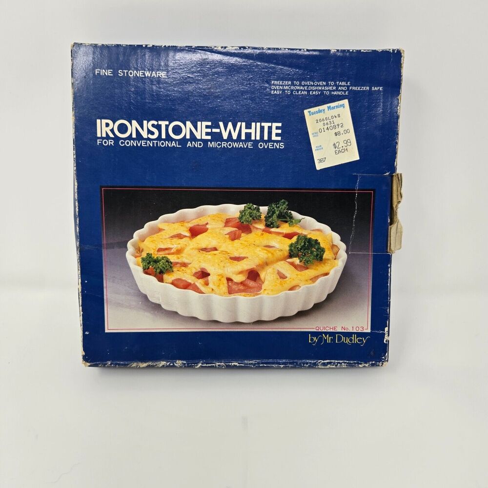 Mr. Dudley Ironstone White Quiche Dish for Microwave‎ Conventional Ovens 8" D